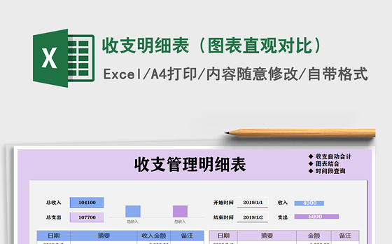 2021年收支明细表（图表直观对比）