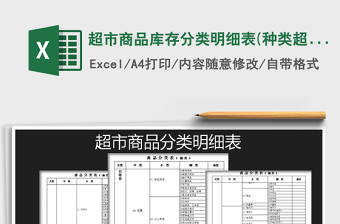 2022年超市商品库存分类明细表(种类超全)免费下载