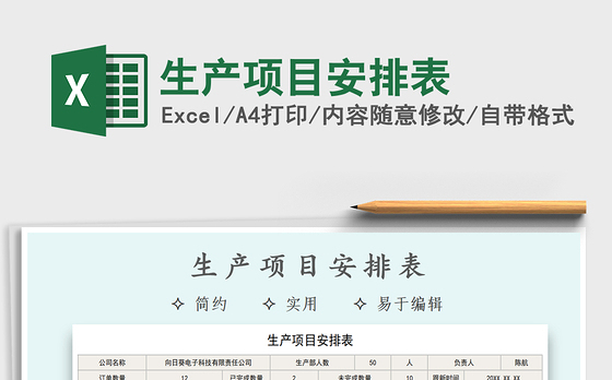 2021年生产项目安排表