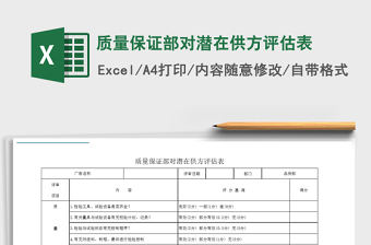 2021年质量保证部对潜在供方评估表