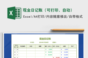 2021年现金日记账（可打印，自动）免费下载
