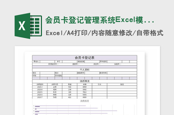 2021年会员卡登记管理系统Excel模板