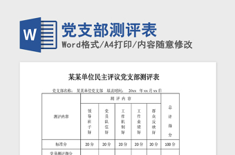 2021年党支部测评表