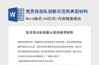 2021年党员突击队创新示范岗典型材料