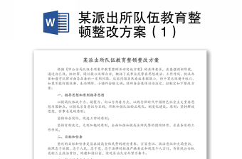 某派出所队伍教育整顿整改方案（1）