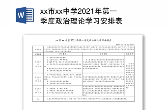 市xx中学2021年第一季度政治理论学习安排表