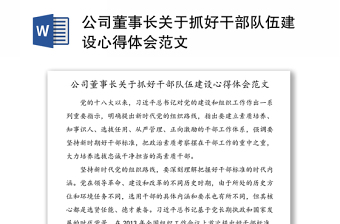 公司董事长关于抓好干部队伍建设心得体会范文