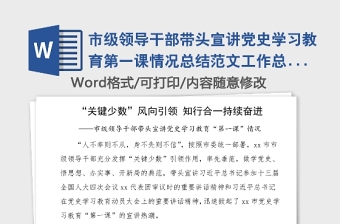 市级领导干部带头宣讲党史学习教育第一课情况总结范文工作总结汇报报告