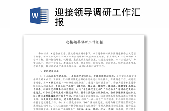 迎接领导调研工作汇报
