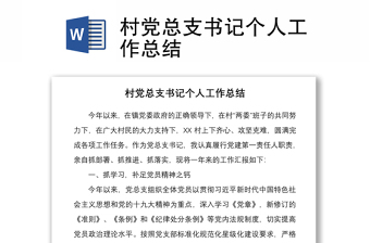 2021村党总支书记个人工作总结
