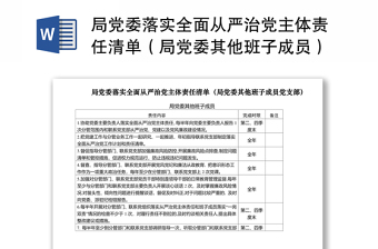 2021局党委落实全面从严治党主体责任清单（局党委其他班子成员）