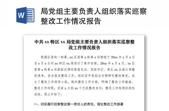 2021局党组主要负责人组织落实巡察整改工作情况报告