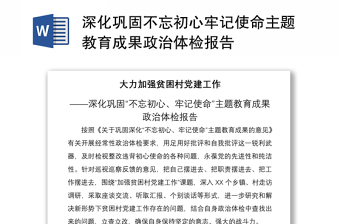 2021深化巩固不忘初心牢记使命主题教育成果政治体检报告