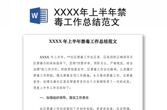 2021XXXX年上半年禁毒工作总结范文
