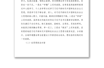 2021“不忘初心、牢记使命”主题教育民主生活会区委常委会领导班子对照检查材料（领导班子）