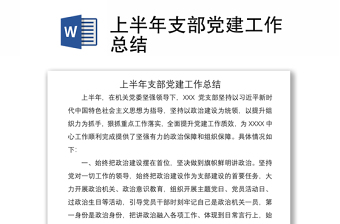 2021上半年支部党建工作总结