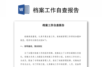 2021档案工作自查报告