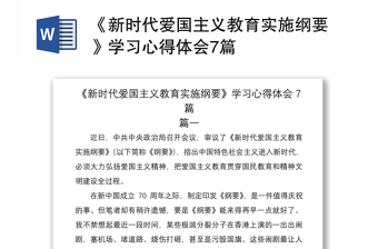 2021《新时代爱国主义教育实施纲要》学习心得体会7篇