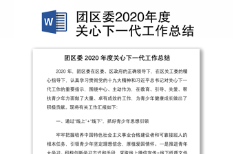 团区委2020年度关心下一代工作总结