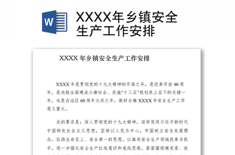 2021XXXX年乡镇安全生产工作安排