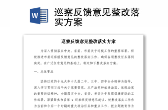 2021巡察反馈意见整改落实方案