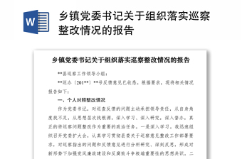 2021乡镇党委书记关于组织落实巡察整改情况的报告