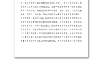 2021基层审计机关经济责任审计风险调研报告