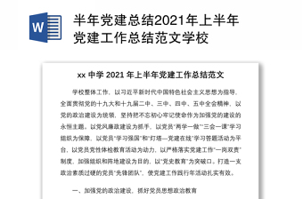 半年党建总结2021年上半年党建工作总结范文学校