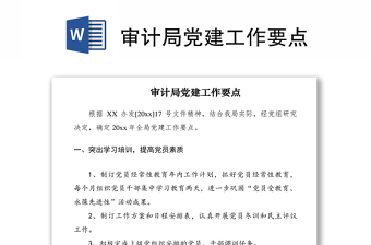 2021审计局党建工作要点