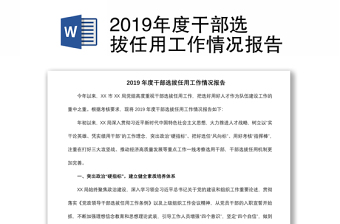 2019年度干部选拔任用工作情况报告