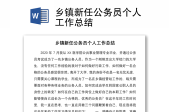 2021乡镇新任公务员个人工作总结