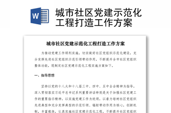 2021城市社区党建示范化工程打造工作方案