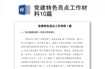 2021党建特色亮点工作材料10篇