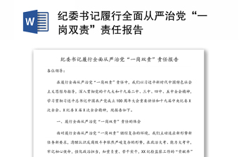 纪委书记履行全面从严治党“一岗双责”责任报告