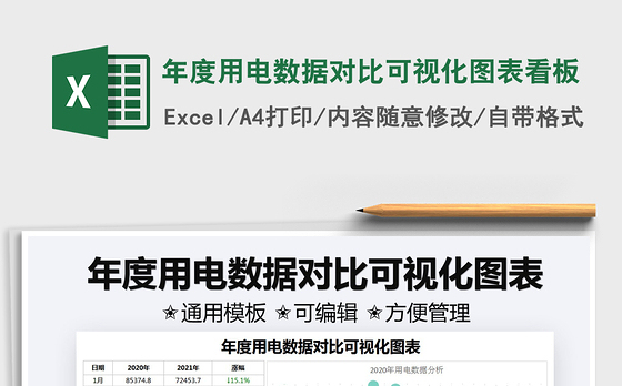 2021年度用电数据对比可视化图表看板免费下载