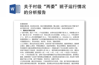 2021关于村级“两委”班子运行情况的分析报告