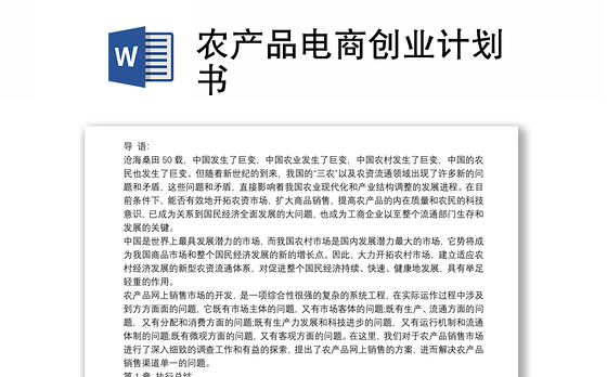 农产品电商创业计划书