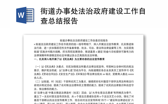 街道办事处法治政府建设工作自查总结报告