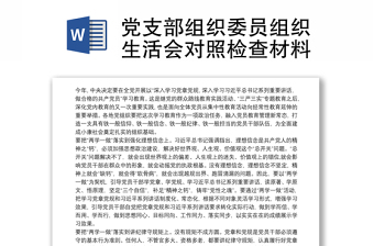 党支部组织委员组织生活会对照检查材料