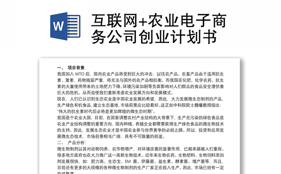 互联网+农业电子商务公司创业计划书