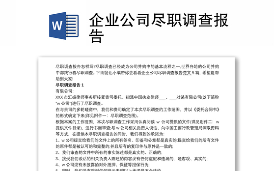 项目尽职调查报告