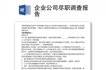 企业公司尽职调查报告