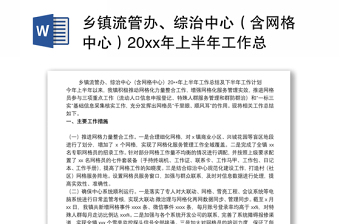 2021乡镇流管办、综治中心（含网格中心）20xx年上半年工作总结及下半年工作计划