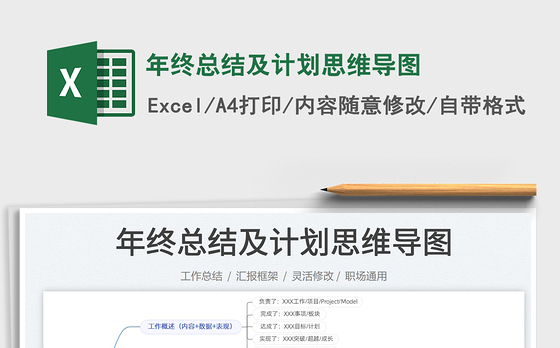 2021年终总结及计划思维导图免费下载