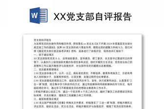 XX党支部自评报告