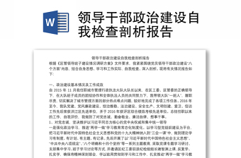 领导干部政治建设自我检查剖析报告