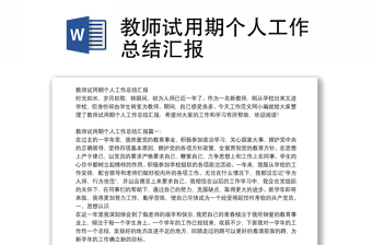 教师试用期个人工作总结汇报