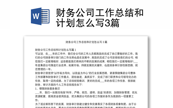 财务公司工作总结和计划怎么写3篇