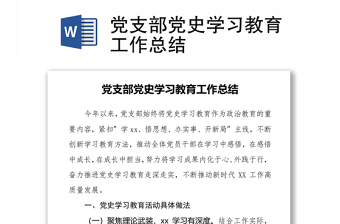 党支部党史学习教育工作总结