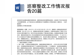 巡察整改工作情况报告20篇